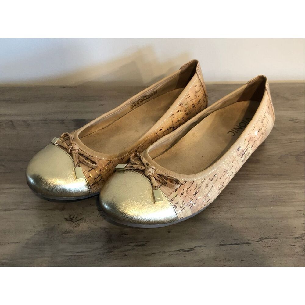 Vionic Minna Cork Ballet Flats 7.5 summer comfort vacation minimalist sustainabl